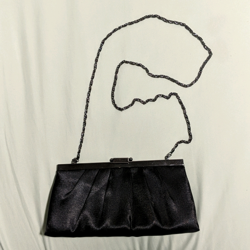Black satin clutch